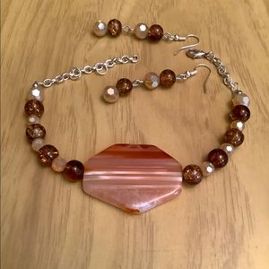 Genuine Agate bracelet and earring set